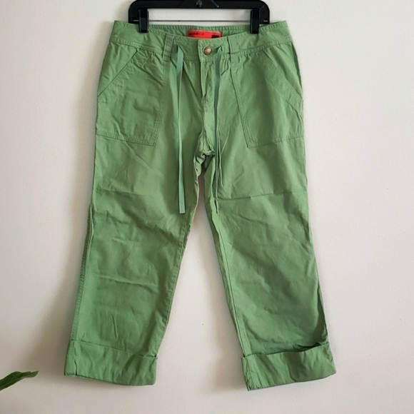 Mossimo green cropped cargo pants, 100% cotton, drawstring, women's size small - Picture 1 of 6